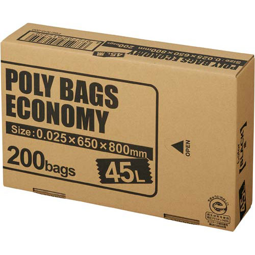 商品合計金額3000円 税込 以上送料無料 素晴らしい品質 オルディ ポリバツクエコノミー45Ｌ黒ＢＯＸ200Ｐ ４５Ｌ黒２００枚 ポリバツグエコノミーＢＯＸ 低 ごみ袋 一番の
