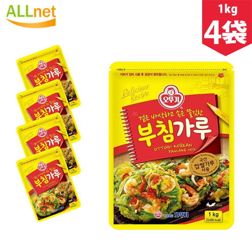 食材とチヂミ粉とお水を混ぜるだけで美味しく出来上がります オトゥギ 【2021春夏新色】 チヂミ粉1kg×4袋セット チヂミ粉 チヂミミックス 韓国食材 韓国料理 粉類 新規購入 チヂミ 韓国食品