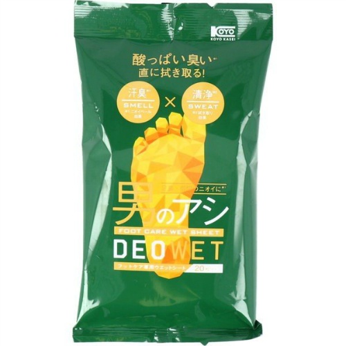海外輸入 足の酸っぱいニオイを直拭き かわいい新作 4972453417031 コーヨー化成 デオウエット フットケアシート 20枚入